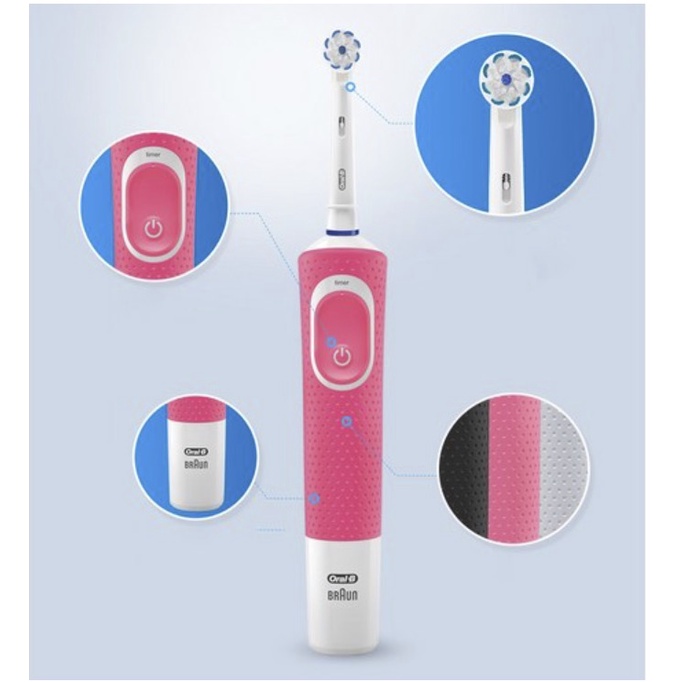 [Hàng chính hãng] Bàn chải đánh răng điện Oral-B PRO 100 + Đầu bàn chải + Vỏ + Bộ sạc [Hàng nội địa Hàn]