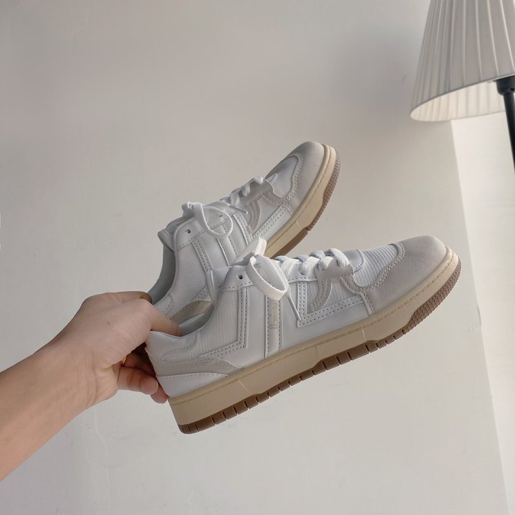 Fashionable Round Head Color Matching Lace Up Women's Casual Shoes