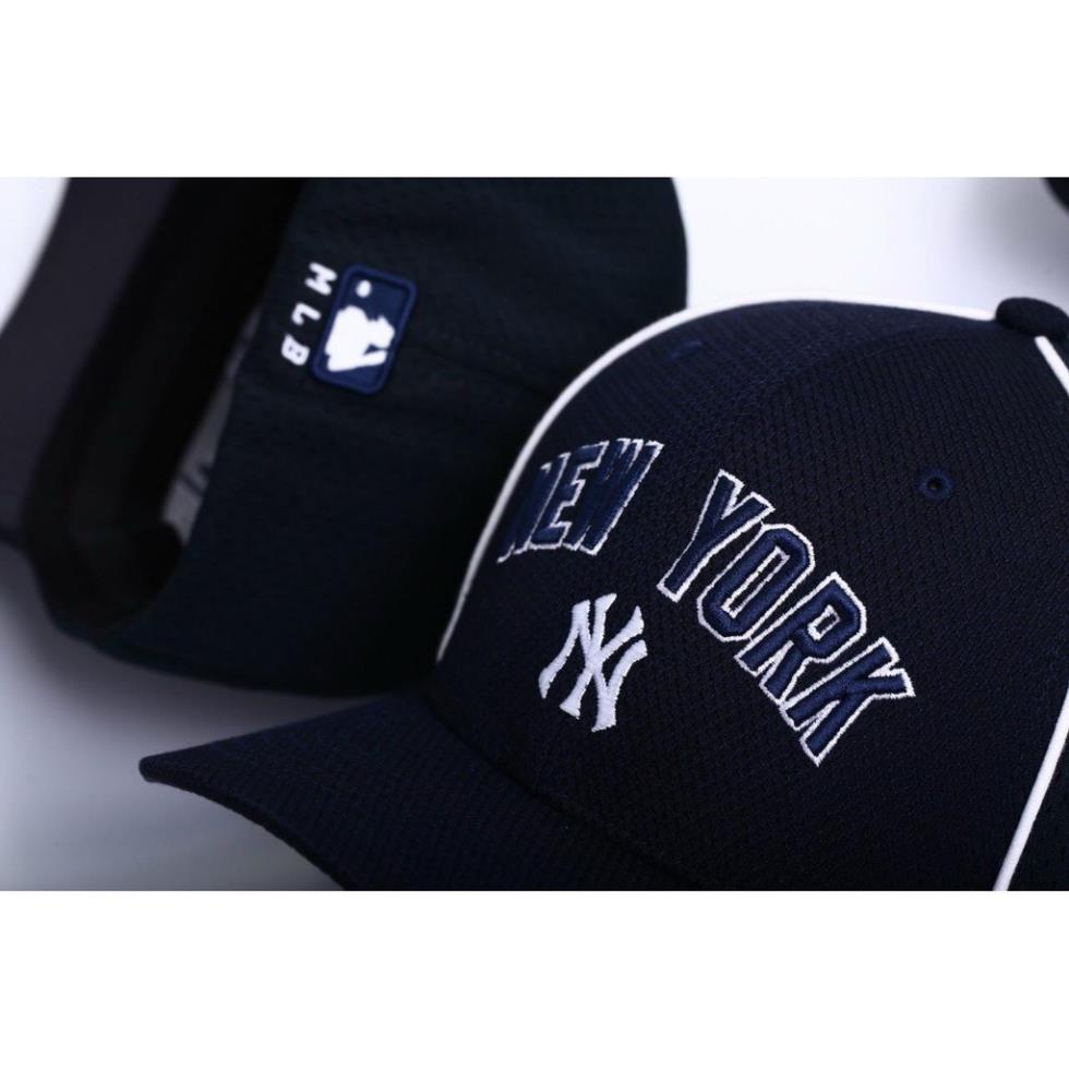 Nón lưỡi trai MLB NewYork bít đuôi chất vải cotton Hàn Quốc cao cấp, nón kết thể thao Mã MLB7B80 đen trắng