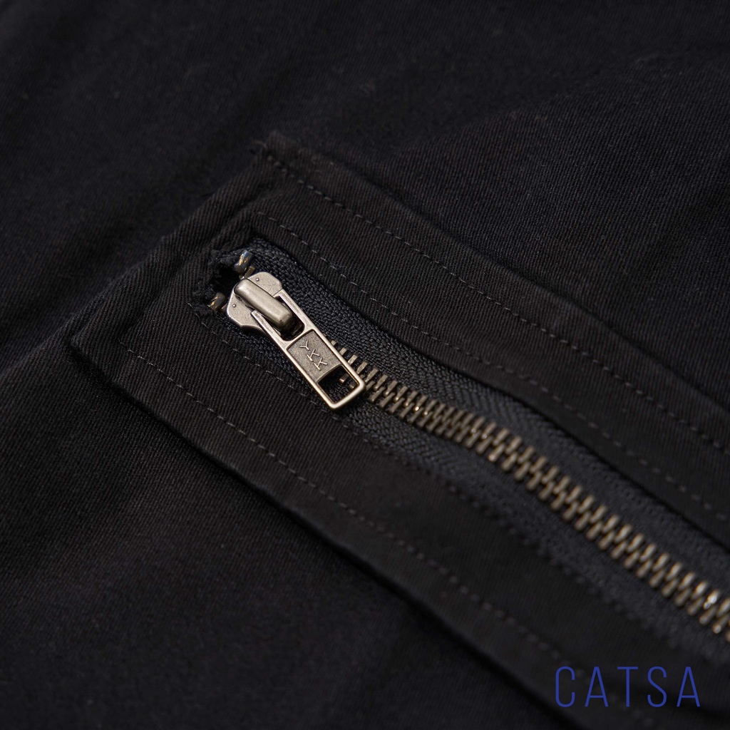 Áo khoác ghile jeans đen CATSA chất liệu vải jeans, độ bền cao, mặc phong cách và thoải mái AKJ036