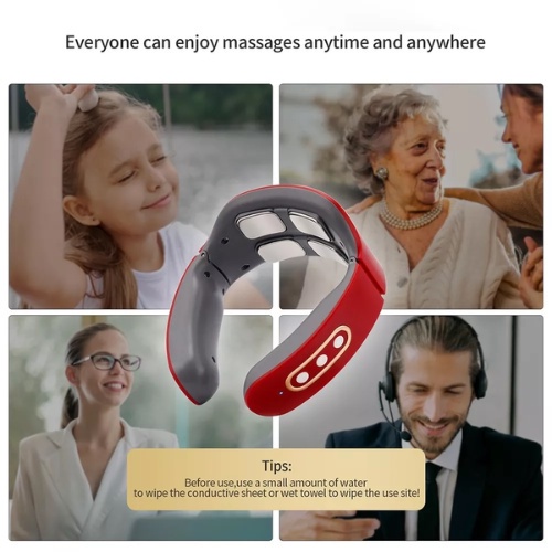 Máy massage cổ vai gáy cao cấp, CÓ CHƯỜM NÓNG 42 độ C 4 đầu tiếp xúc, 6 chế độ mat xa, 9 cường độ, nhỏ gọn tiện lợi MS04
