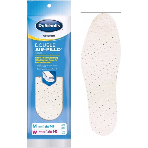 Dr. Scholl’s Comfort Double Air-Pillo Insoles, Men’s Size 7-13, Women’s Size 5-10 ,1 Pair [lót giày chính hãng tù Mỹ]