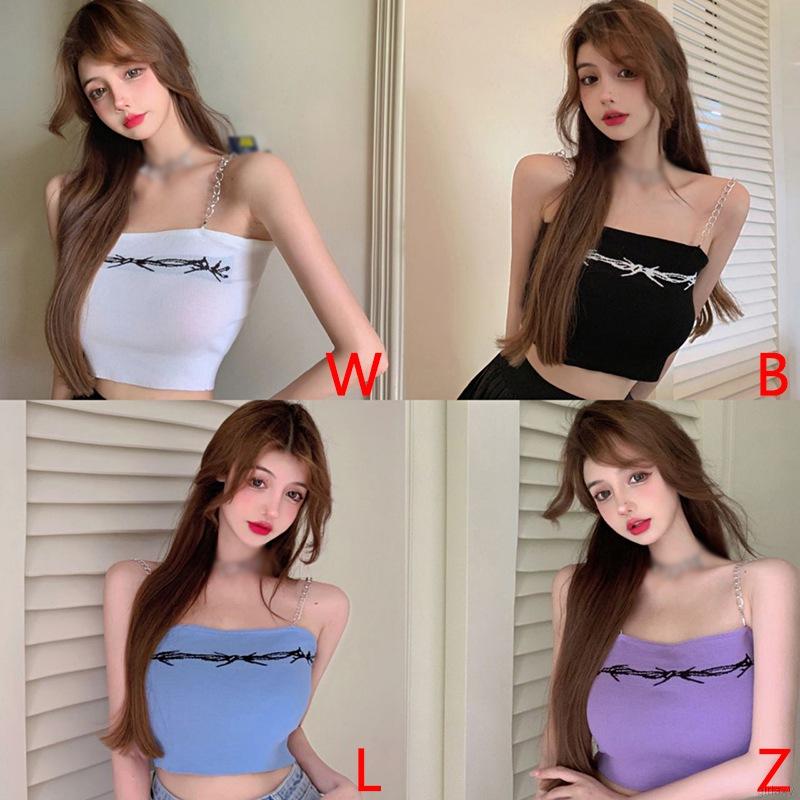 Áo Lửng Hai Dây In Họa Tiết Phong Cách Hàn Quốc Dành Cho Nữ