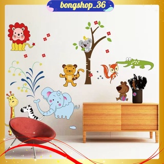 Tranh decal dán tường vườn thú vui nhộn cho bé - giấy dán tường - mã 03