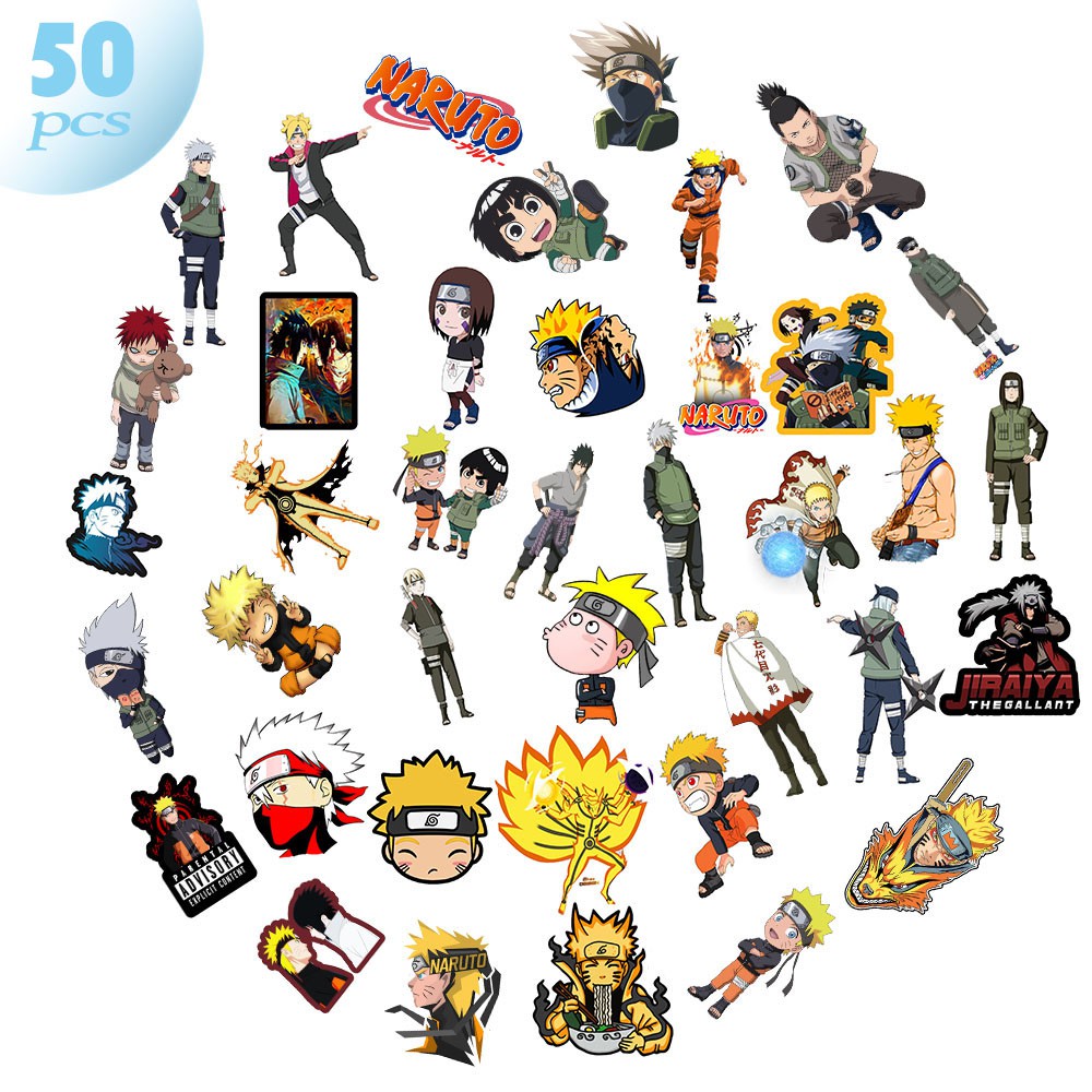 Bộ 50 Miếng Dán Trang Trí Hình Nhân Vật Trong Phim Naruto