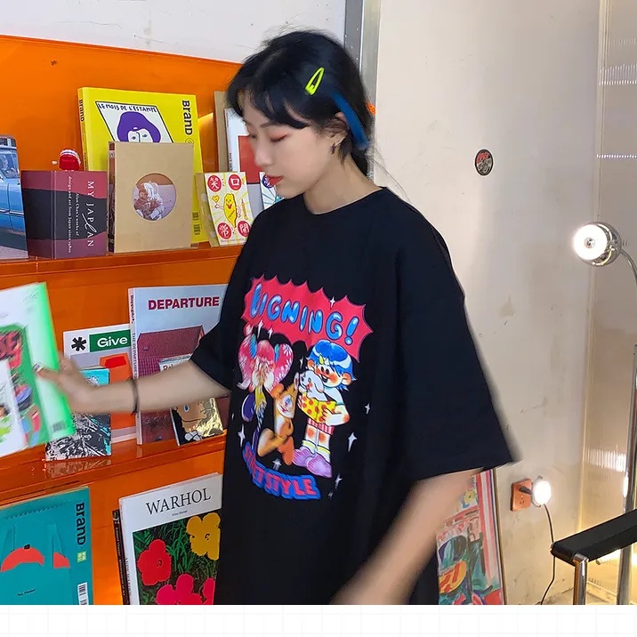 NRVP Áo Thun 100% Cotton Dáng Rộng Thời Trang Hàn Quốc Cho Nữ