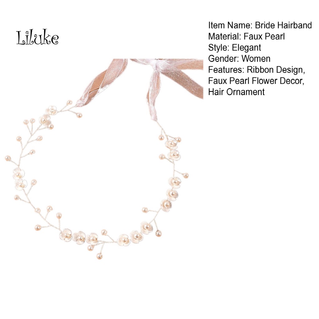 Băng Đô Hợp Kim Trang Trí Hoa Đính Ngọc Trai Giả Xinh Xắn Cho Nữ