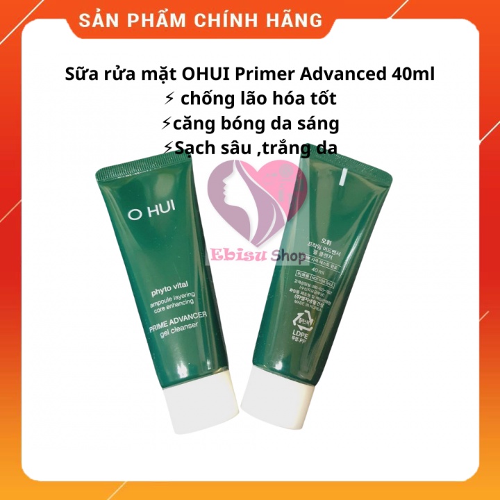 Sữa rửa mặt giúp căng bóng da Ohui Prime Gel Cleanser 40ml