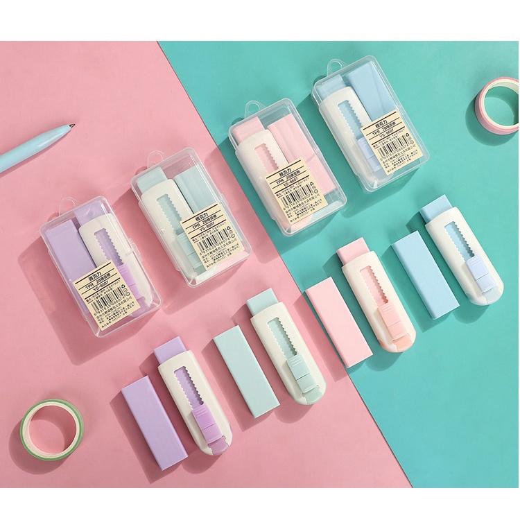 Gôm tẩy dạng kéo đẩy màu macaron thiết kế đơn giản sáng tạo