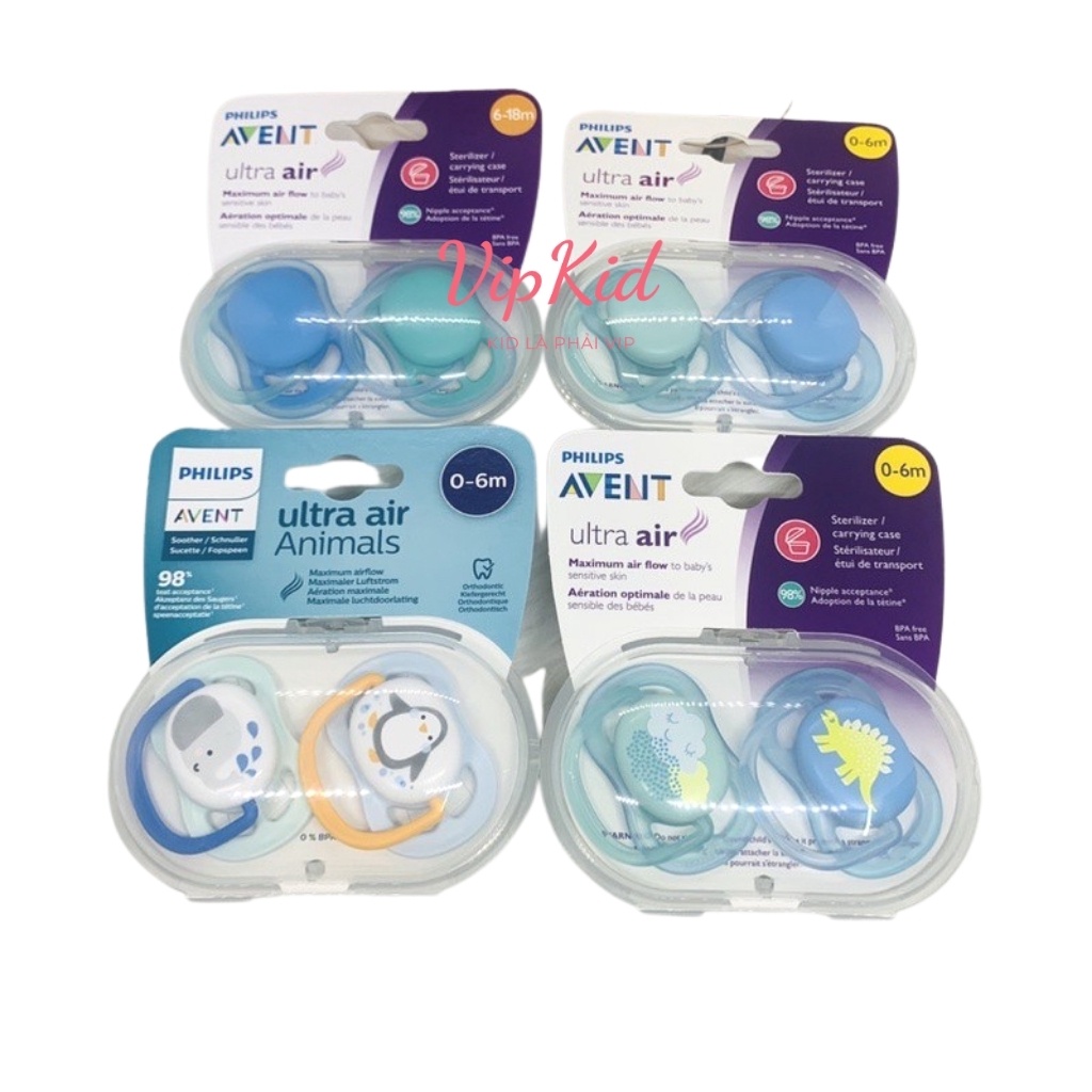 Ti giả Avent Ultra Air chỉnh nha chống vẩu, núm ti giả cho bé chính hãng Philips Avent - Vipkid