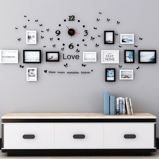 Đồng hồ dán tường 3D và bộ tranh treo tường phong cảnh hiện đại trang trí phòng khách, decor phòng ngủ đẹp