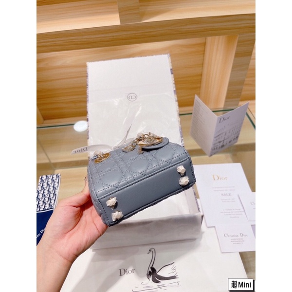 Túi xách Diỏr lady micro sz mini 3 ô chất da thật sz 12cm