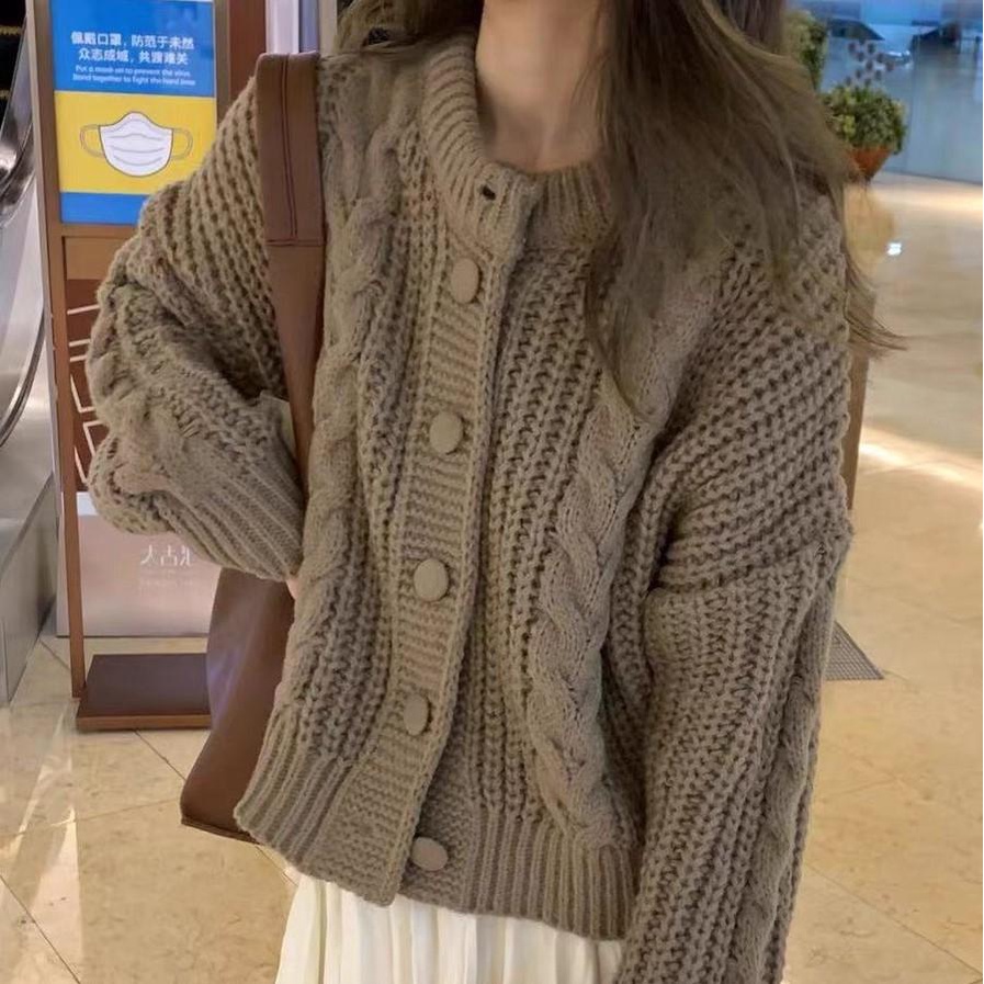 Áo cadigan, khoác cardigan len thừng dáng lỡ phong cách ulzzang Hàn Quốc hàng Quảng Châu A1251N Nhung Nhớ