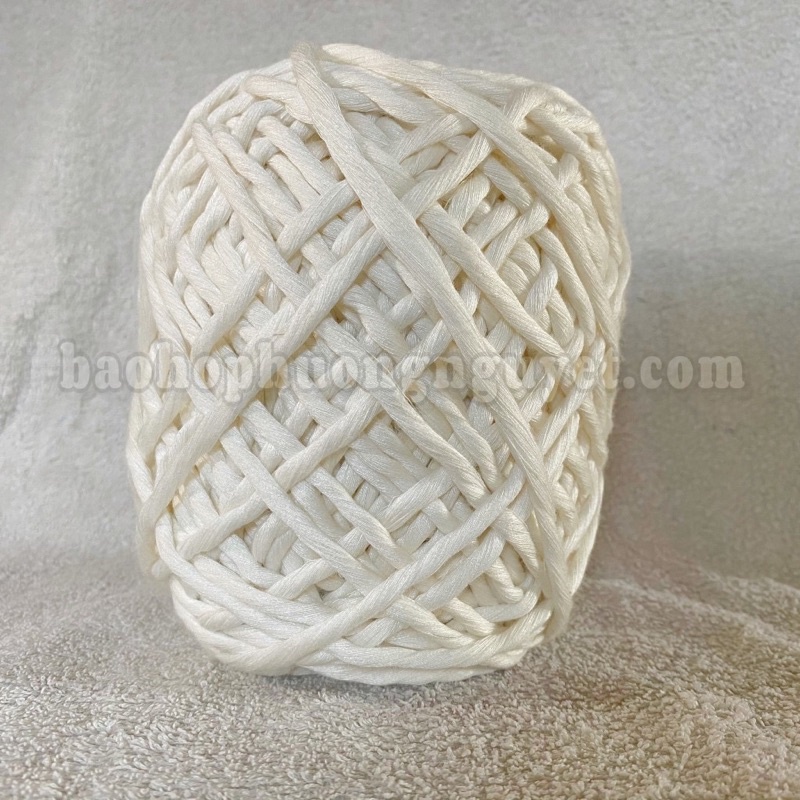 Dây thừng macrame cotton 1 xoắn size 3mm, 5mm màu kem sữa