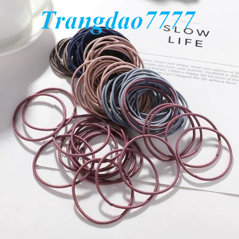 TÚI ZIP 100 THUN CỘT TÓC 5 MÀU THUN BUỘC TÓC TRƠN KIỂU HÀN QUỐC GIÁ RẺ