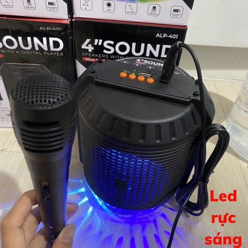 Loa Karaoke Bluetooth Mini ALP-401, Giá Rẻ, Âm Thanh Sống Động Kèm Theo Đèn Led Khi Nghe Nhạc