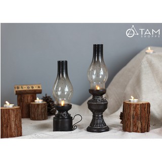 Mô hình đèn dầu cổ Vintage đốt nến tealight số 02 TAN
