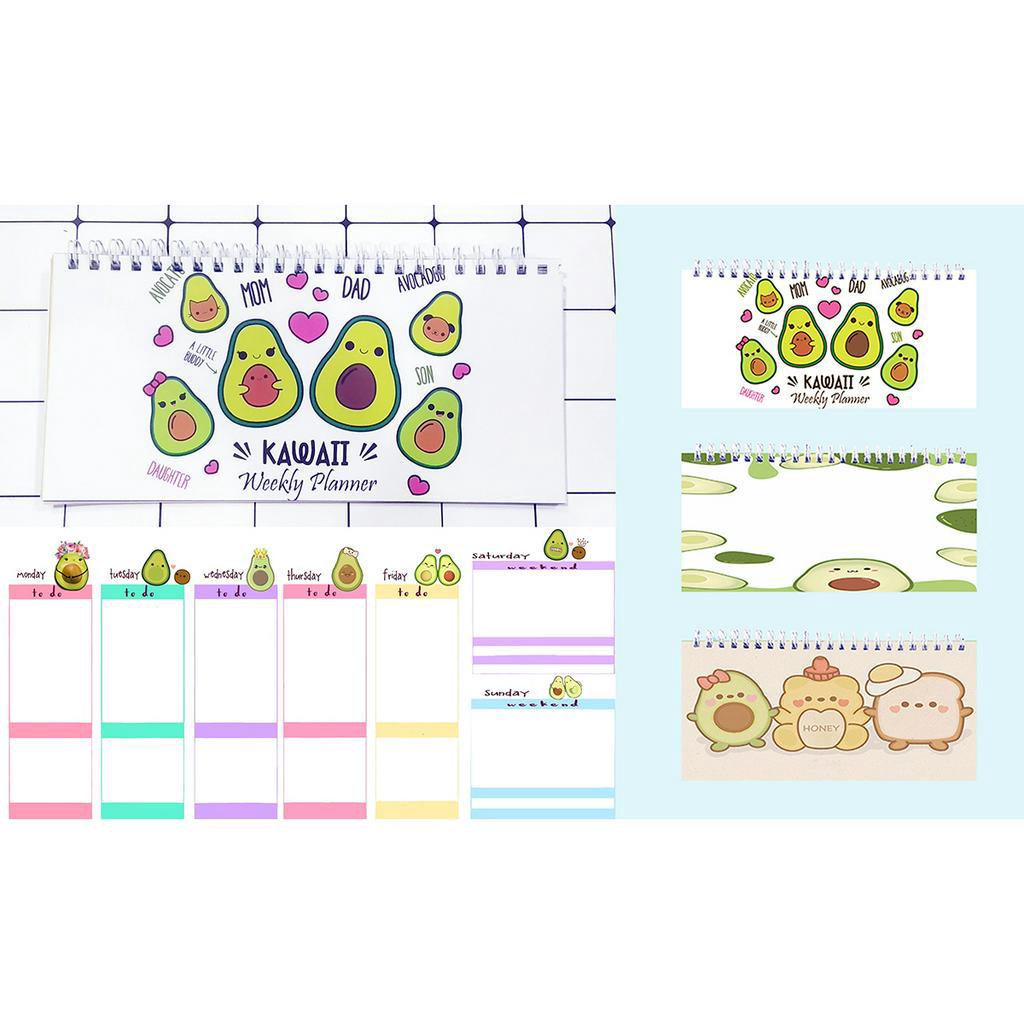 Sổ kế hoạch tuần quả bơ hoạt hình WPI11 Weekly Planner 52 trang