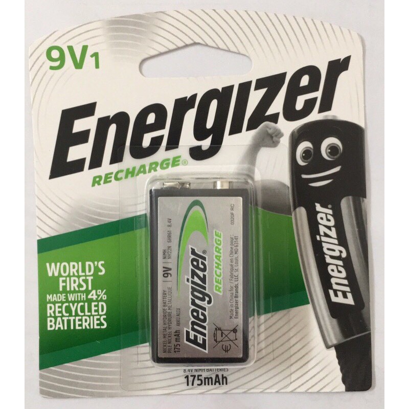 Pin 9v Energizer sạc 175mah, pin sạc vuông 6F22