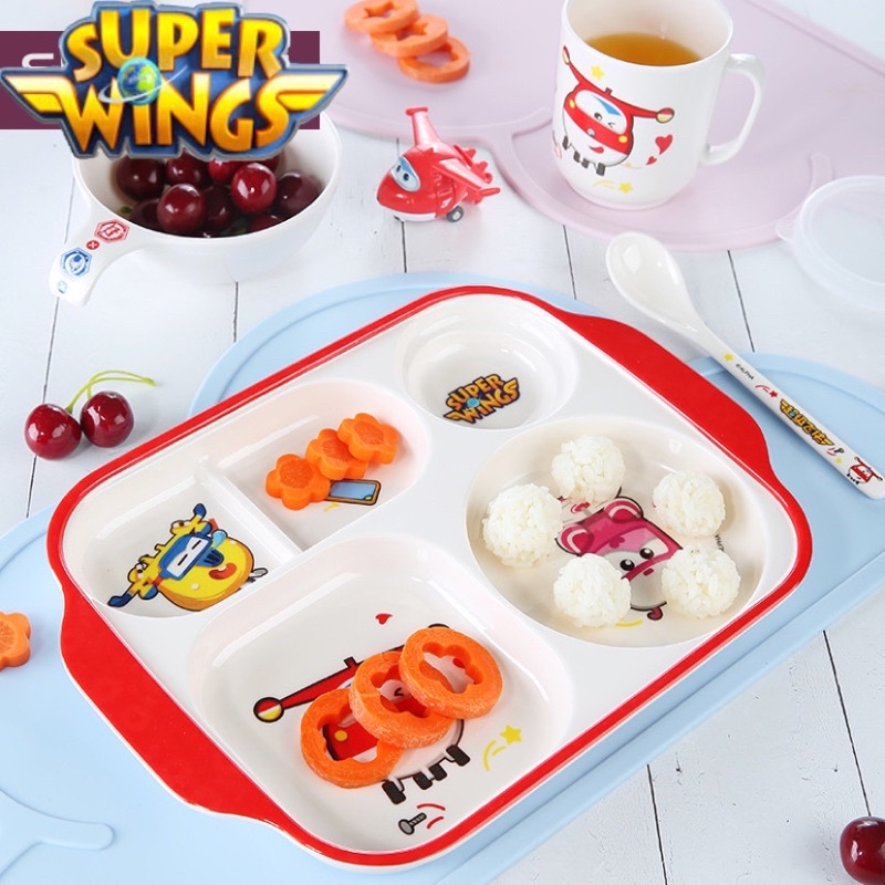 Bộ đồ ăn dặm bát ăn thìa ăn cho bé hoạ tiết hình biệt đội siêu đẳng Super wings , chú chó cứu hộ Paw Patrol