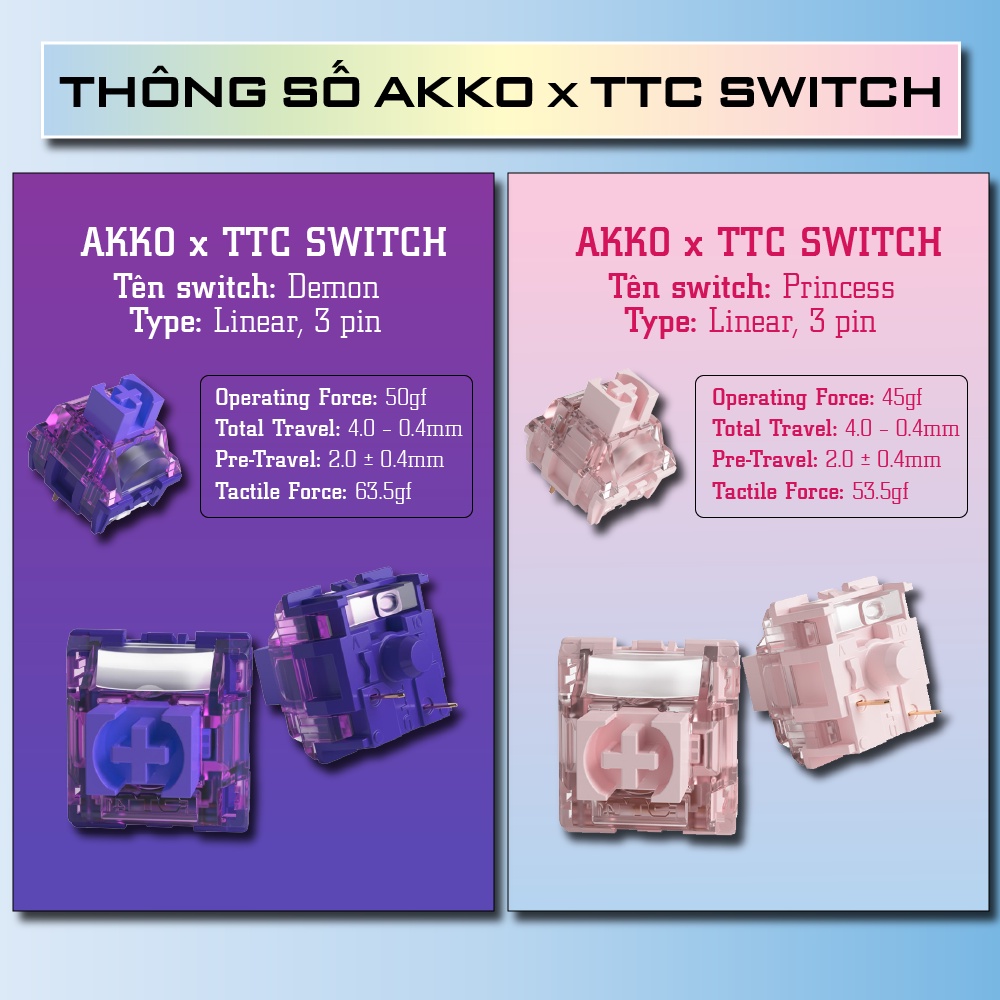 Switch thay nóng bàn phím Akko &amp; TTC Demon &amp; Princess CHÍNH HÃNG ( có bán lẻ )