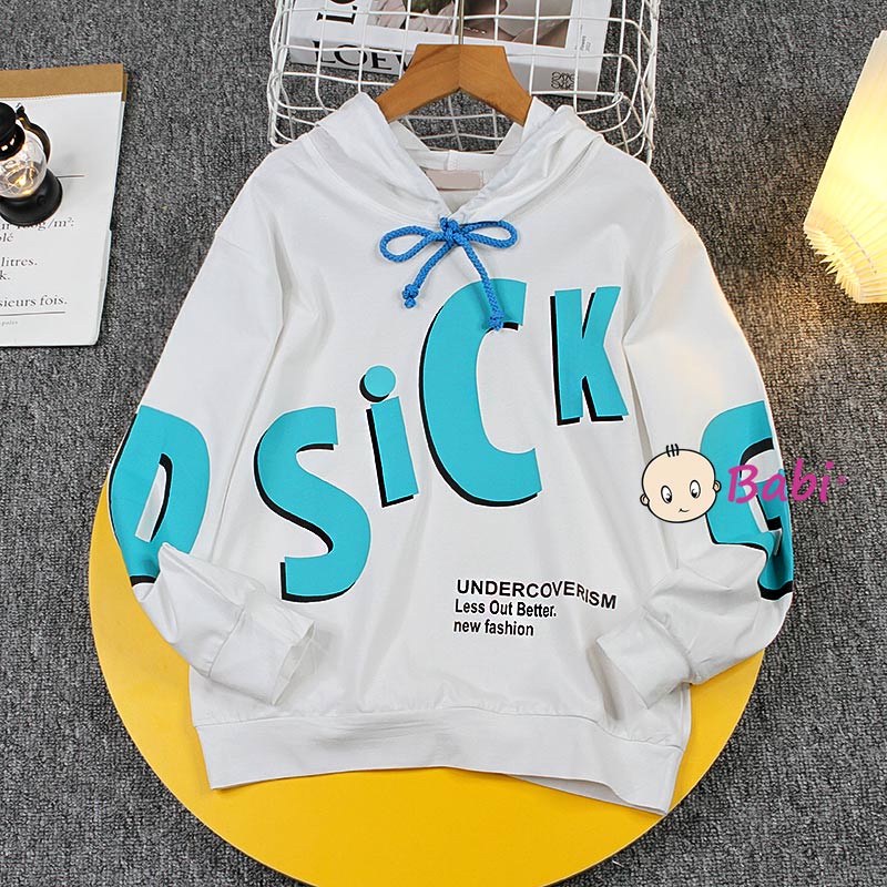 Áo Hoodies dài tay in chữ cho bé trai, Áo Hoodies thu đông cotton cao cấp thời trang Hàn Quốc từ size đại 20kg-52kg