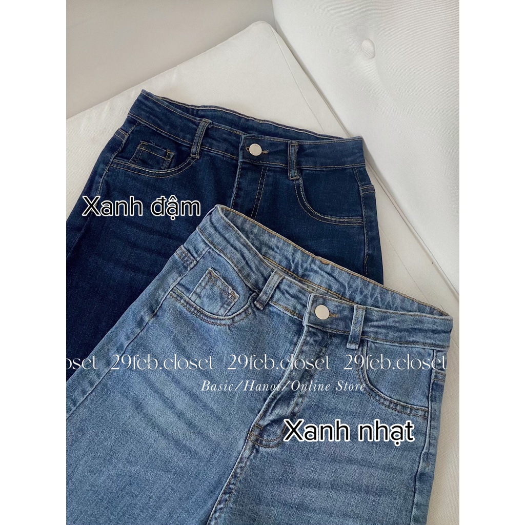[Ảnh thật/Video] Quần jeans ống đứng trơn cạp cao co giãn - 29feb.closet - Q34