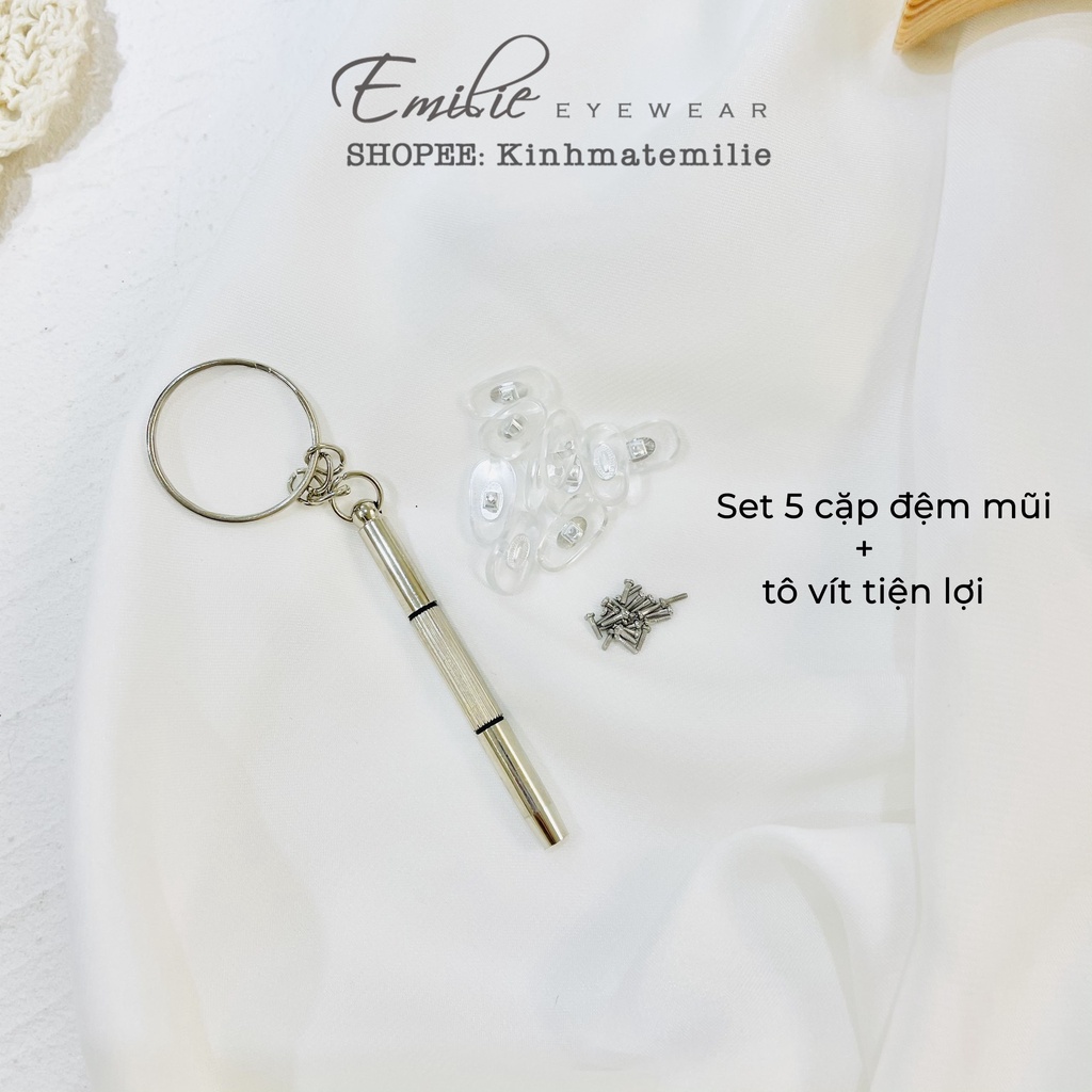 Set 5 cặp đệm đỡ mũi và ốc vặn kính tặng kèm tô vít tiện lợi Emilie eyewear