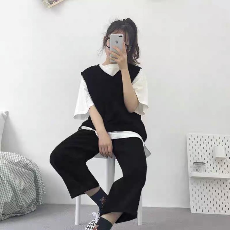 ☘️Áo Gile style Hàn quốc basic dưới 60kg chất nỉ Gấu store - Áo gile trơn đen