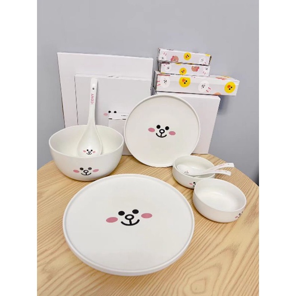 🔥BỘ SƯU TẬP BÁT ĐĨA LINE FRIENDS ĐỦ 3 MÀU TRẮNG/VÀNG NÂU 🔥