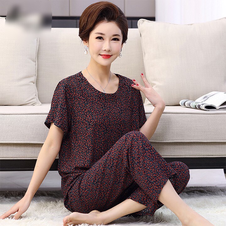 Bộ Mặc Nhà Trung Niên Quần Dài - Sang Trọng, Lịch Sự - Chất Vải Lanh Mềm, Mát Tặng Bà Tặng Mẹ