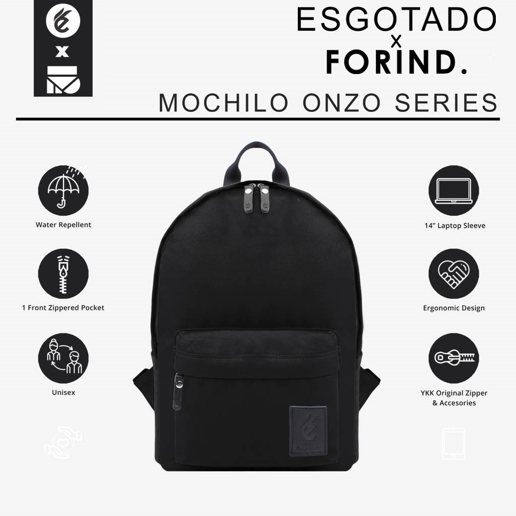 Mochilo ONZO đen | Esgotado| Balo Mini màu trơn thiết kế đơn giản cho nam và nữ