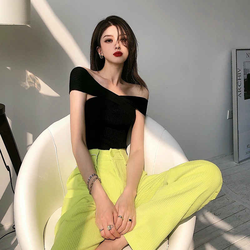 QKOOLE Áo dệt kim  ôm dáng phong cách Hàn Quốc dành cho nữ