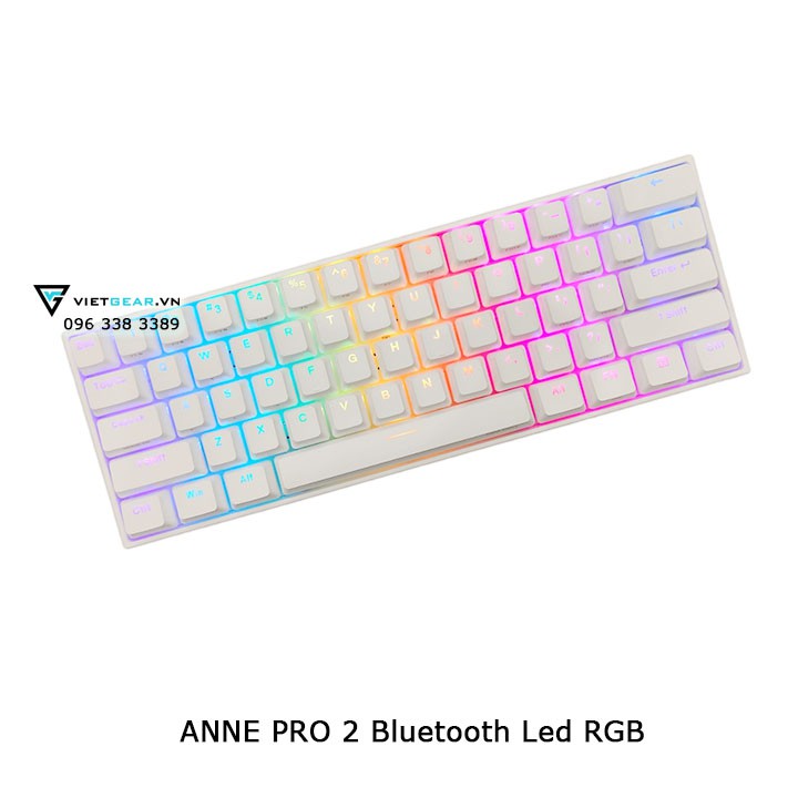 Bàn phím cơ ANNE PRO V2, màu trắng, bluetooth 5.0, led RGB