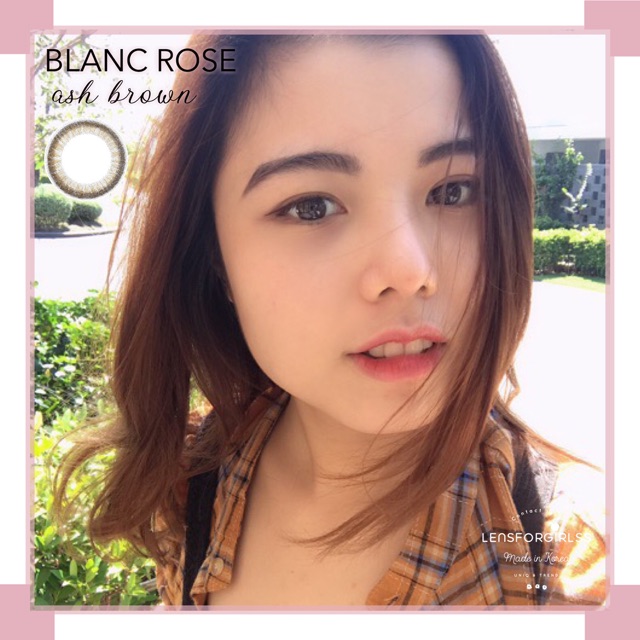 <lẻ 1 chiếc 1,5-3-6 độ-date 2/2022> Kính áp tròng cao cấp BLANC ROSE - ASH BROWN (PC Hydrogel-Hsd 6 tháng)