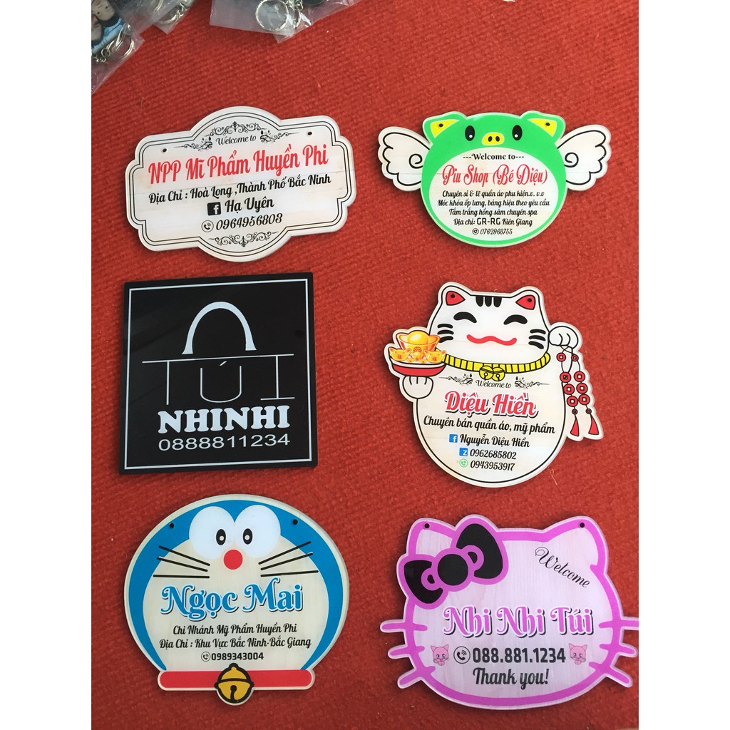 Bảng hiệu mica in thông tin shop chính chủ - Ghép hình Pikachu - Free thiết kế theo yêu cầu