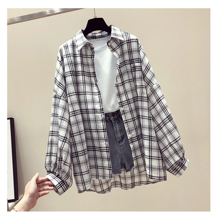 Áo sơ mi kẻ sọc dáng rộng dài tay style Hàn Quốc (hàng QC) - Ảnh thật S59