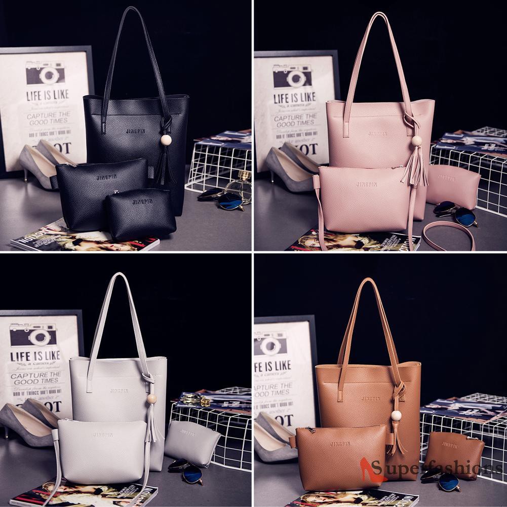 【Hot Sale】3pcs Women Leather Shoulder Messenger Purse Handbag Crossbody Satchel Tote