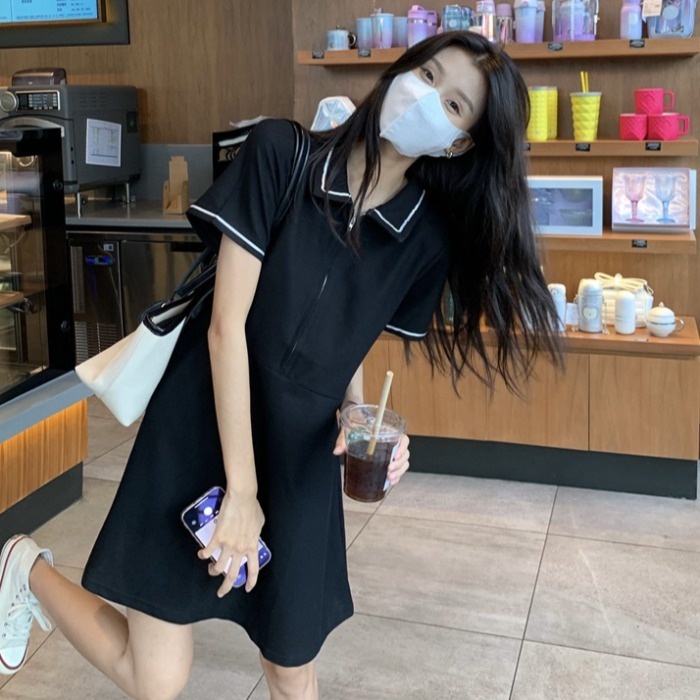 Đầm polo Perty tay ngắn thời trang mùa hè phong cách Hàn Quốc dành cho nữ