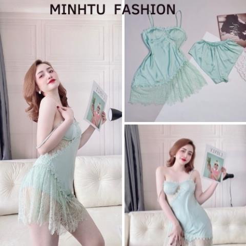 Váy Ngủ Sexy Gợi Cảm, Đầm Ngủ 2 Dây Cúp Ngực Có Mút Phối Ren Mi Kèm Quần Chất Lụa Latin Cao Cấp Phong Cách Gợi Cảm. | BigBuy360 - bigbuy360.vn