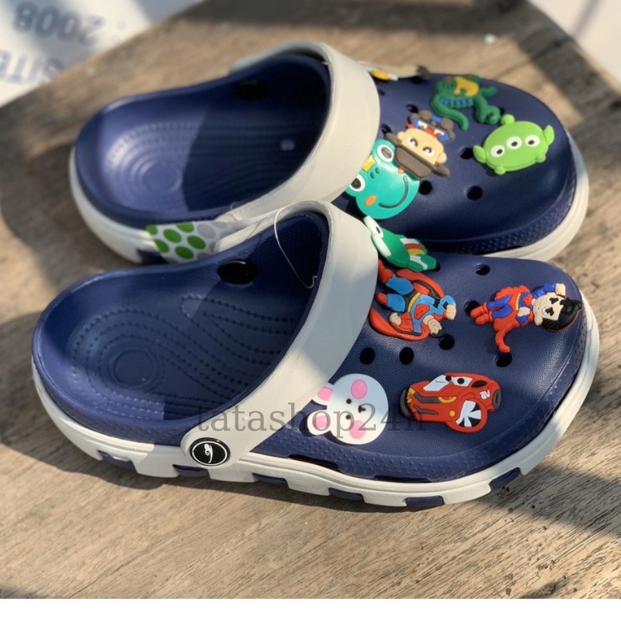 Dép Cross Unisex xanh dương - Dép nhựa nam nữ đi mưa siêu nhẹ