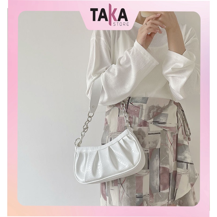Túi xách nữ đeo chéo đeo vai da rắn xếp ly thời trang giá rẻ Hàn Quốc TAKASTORE TKN3099