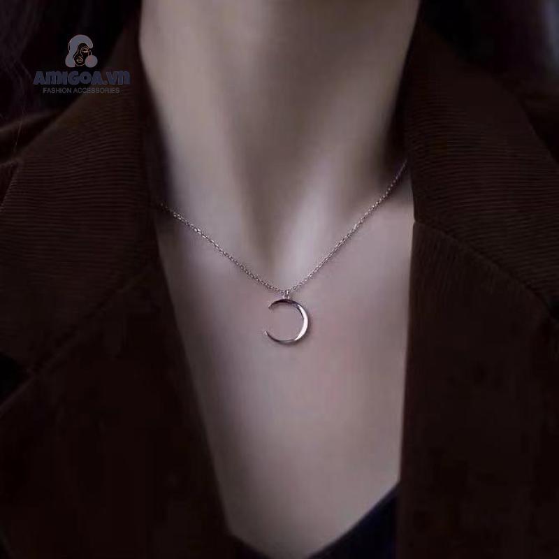 ✨✨Vòng cổ mạ bạc 925 hình mặt trăng đơn giản phong cách Hàn Quốc