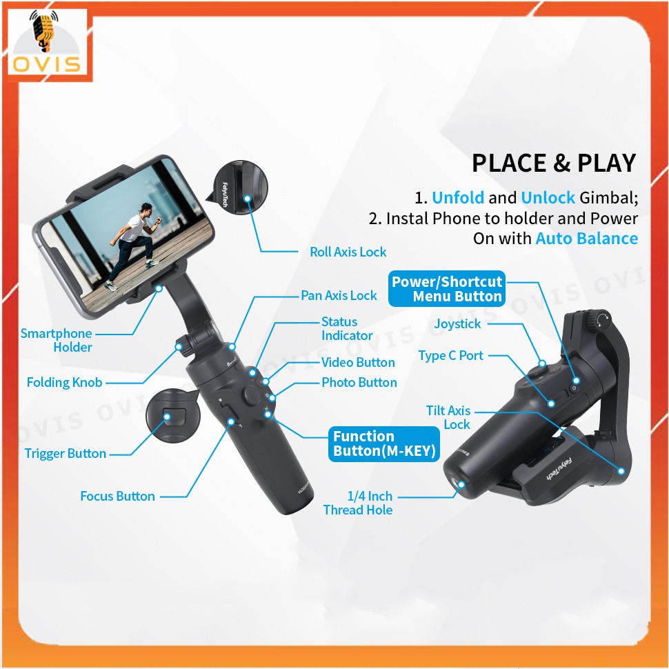 [BH 1 ĐỔI 1] Tay Cầm Chống Rung (Gimbal) Feiyu Tech Vlog Pocket 2 Siêu Nhỏ Gọn Cho Điện Thoại Smartphone | BigBuy360 - bigbuy360.vn