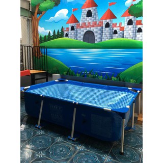 Bể bơi khung kim loại chữ nhật 300*200*75  28272 Siêu KM quà tặng trị giá 200k ,2 bộ bịt tai, 2 phao tròn , 1 bóng