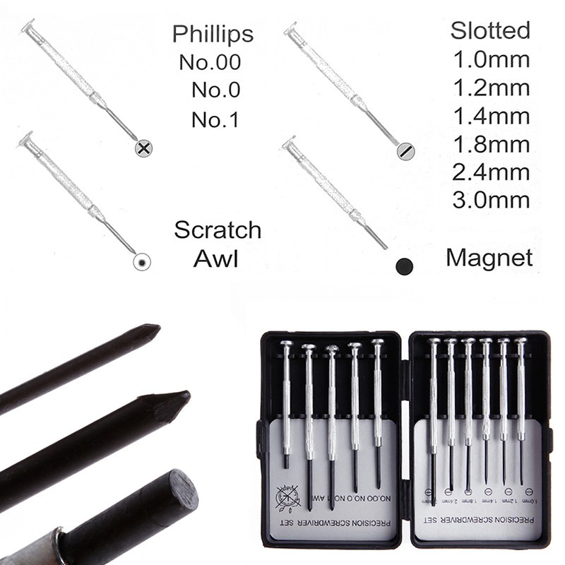 SPMH 11PCS Precision Screwdriver Set Mini Bijoutiers Montres Lunettes Réparations Kit
