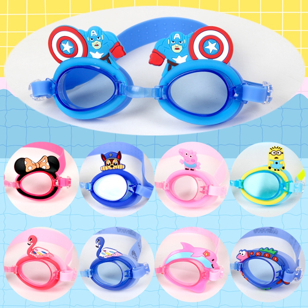 Kính Bơi Hình Người Nhện Hoạt Hình Đáng Yêu Bằng Silicone Đàn Hồi Cao Chống Nước Cho Trẻ Em