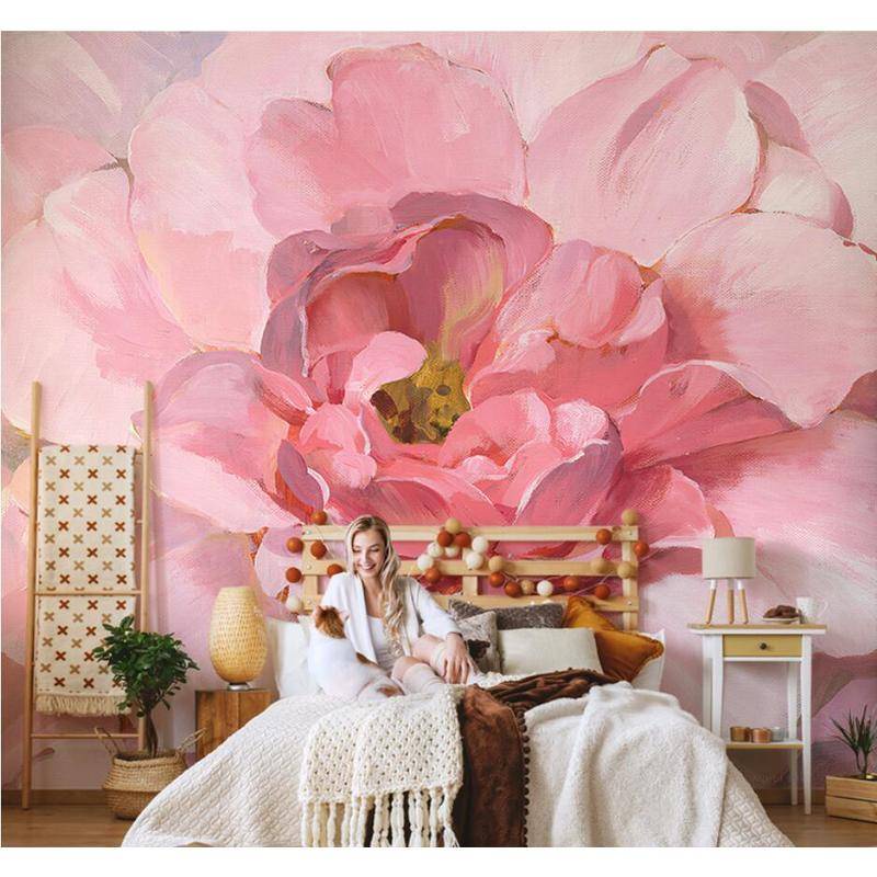 Giấy Dán Tường Họa Tiết Hoa Mẫu Đơn Vẽ Tay Trang Trí Nội Thất