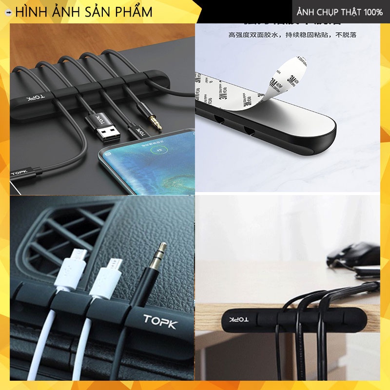 Kẹp cố định dây cáp sạc, tai nghe, dây phụ kiện đa năng làm gọn bàn làm việc, taplo xe hơi cực tiện dụng