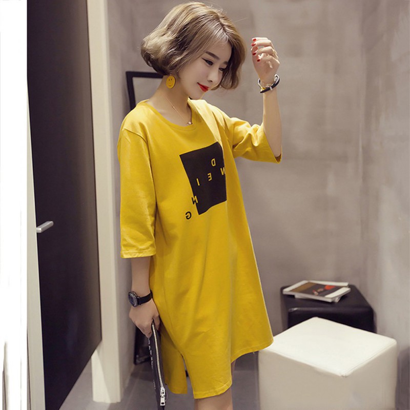 Đầm cỡ lớn in chữ thời trang phong cách hàn quốc dành cho nữ